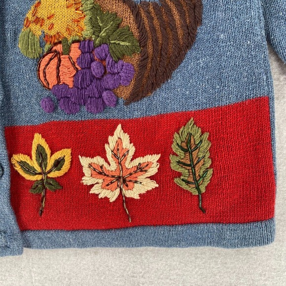 Willow Ridge Sweater Size MEDIUM Fall Farm Country Button Up Colorful - Picture 6 of 16